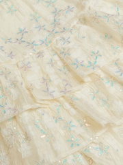 Monsoon Cream Georgie Sequin Jacquard Tiered Party Dress - Image 3 of 3