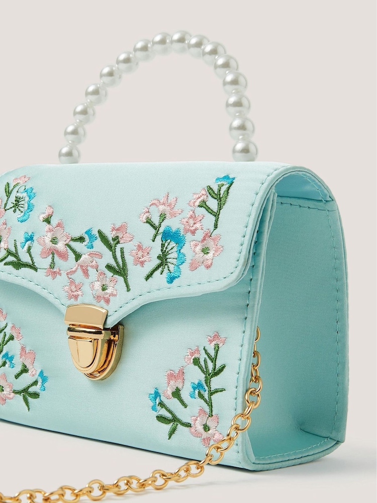 Monsoon Blue Floral Embroidered Bag - Image 2 of 2