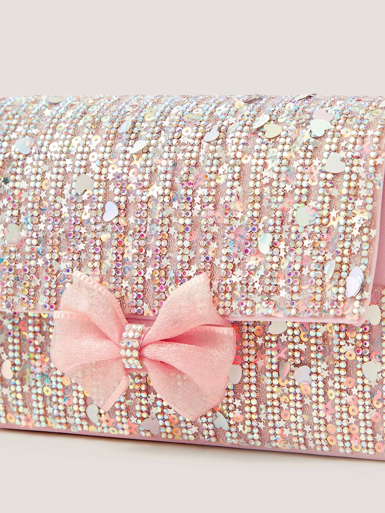 Monsoon Silver Rhinestone Embellished Bow Bag - Image 2 of 2