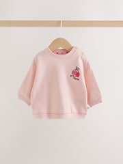Pink Heart Cherry Baby Sweat Top And Wide Leg Joggers Set 2 Piece (0mths-2yrs) - Image 2 of 9