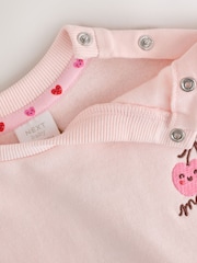 Pink Heart Cherry Baby Sweat Top And Wide Leg Joggers Set 2 Piece (0mths-2yrs) - Image 9 of 9