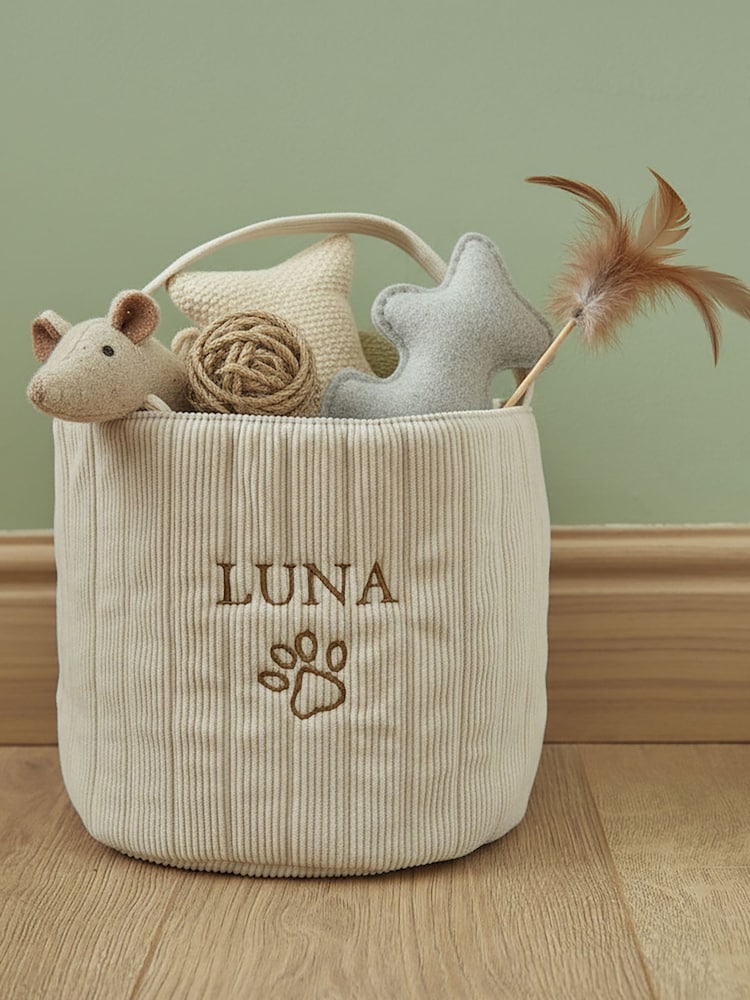 Personalised Cat Paw Cord Storage Basket by Made Yours - Image 1 of 2 Personalised Cat Paw Cord Storage Basket by Made Yours - Image 1 of 2
