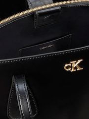 Calvin Klein Black Monogram Logo Business Tote Bag - Image 3 of 4