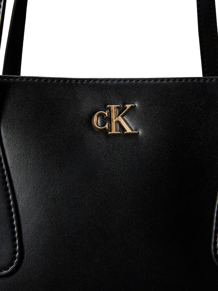 Calvin Klein Black Monogram Logo Business Tote Bag - Image 4 of 4