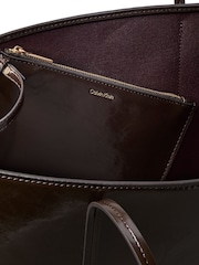 Calvin Klein Brown Glossy Foil Logo Tote Bag - Image 5 of 5