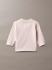 Calvin Klein Jeans Pink Newborn Long Sleeve Logo T-Shirt - Image 2 of 2