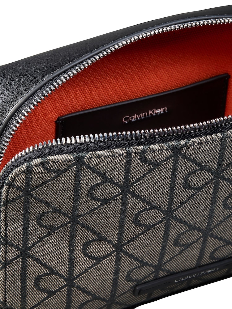 Calvin Klein Brown Logo Jacquard Crossbody Camera Bag - Image 4 of 4 Calvin Klein Brown Logo Jacquard Crossbody Camera Bag - Image 4 of 4