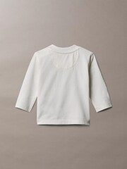 Calvin Klein Jeans Cream/Tofu Newborn Long Sleeve Logo T-Shirt - Image 2 of 2
