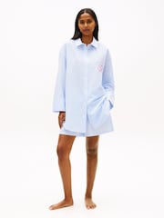 Tommy Hilfiger Blue Seersucker Longline Cover-Up Shirt - Image 3 of 5