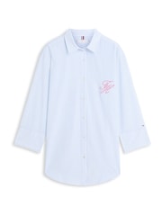 Tommy Hilfiger Blue Seersucker Longline Cover-Up Shirt - Image 5 of 5