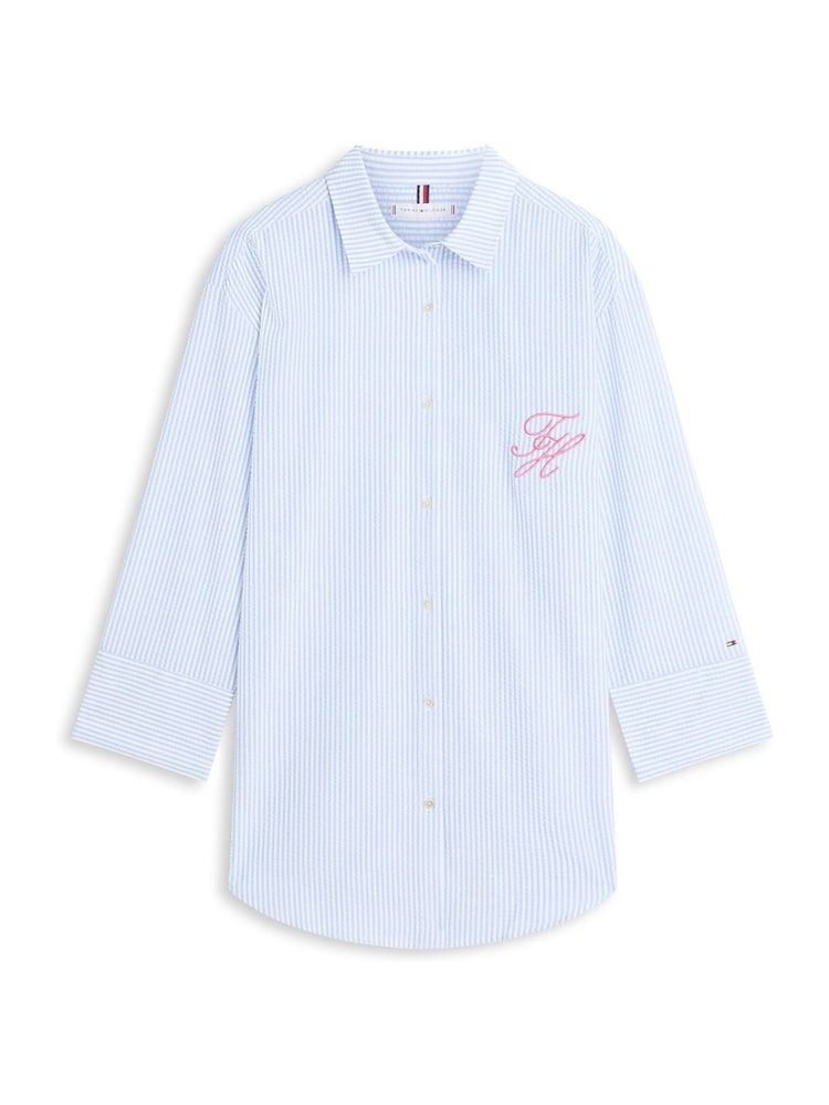 Tommy Hilfiger Blue Seersucker Longline Cover-Up Shirt - Image 5 of 5 Tommy Hilfiger Blue Seersucker Longline Cover-Up Shirt - Image 5 of 5