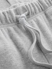 Light Grey Grandad Collar Long Sleeve Waffle Pyjamas Set - Image 14 of 15