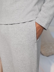 Light Grey Grandad Collar Long Sleeve Waffle Pyjamas Set - Image 7 of 9