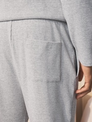 Light Grey Grandad Collar Long Sleeve Waffle Pyjamas Set - Image 8 of 9