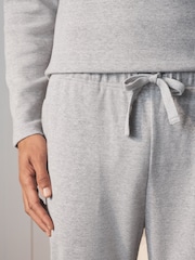 Light Grey Grandad Collar Long Sleeve Waffle Pyjamas Set - Image 9 of 9