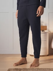 Navy Grandad Collar Long Sleeve Soft Waffle Pyjamas Set - Image 3 of 8