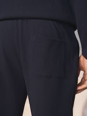 Navy Grandad Collar Long Sleeve Soft Waffle Pyjamas Set - Image 5 of 8