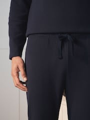 Navy Grandad Collar Long Sleeve Soft Waffle Pyjamas Set - Image 8 of 8