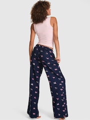 Victoria's Secret Pink Navy Blue Dog Print Long Flannel Pyjama Bottoms - Image 2 of 2