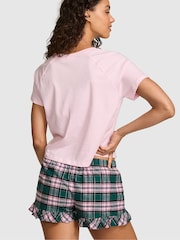 Victoria's Secret Pink Pink Lollipop/Dark Garden Plaid Short Flannel Pyjama Bottoms - Image 2 of 2