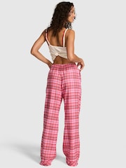 Victoria's Secret Pink Sizzling Strawberry Pink Tartan Long Flannel Pyjama Bottoms - Image 2 of 2