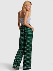 Victoria's Secret Pink Dark Garden Green Polka Dot Long Flannel Pyjama Bottoms - Image 2 of 2