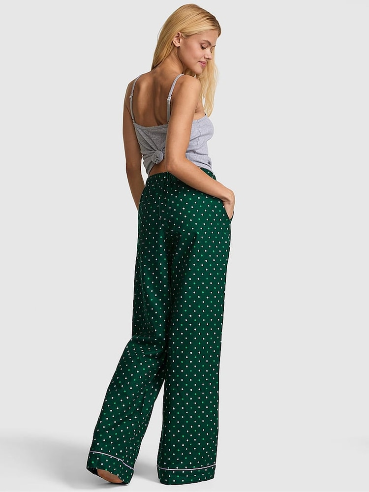 Victoria's Secret Pink Dark Garden Green Polka Dot Long Flannel Pyjama Bottoms - Image 2 of 2 Victoria's Secret Pink Dark Garden Green Polka Dot Long Flannel Pyjama Bottoms - Image 2 of 2