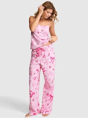 Victoria's Secret Pink Coconut Pink Bow Print Long Flannel Pyjama Bottoms - Image 1 of 2