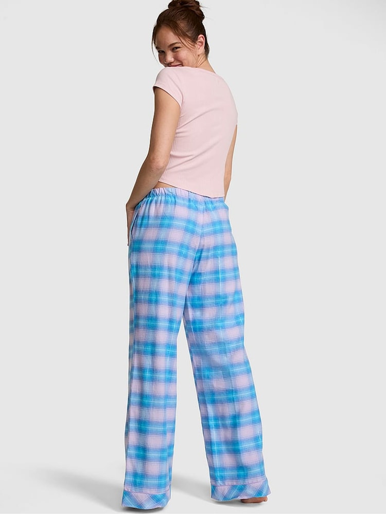 Victoria's Secret Pink Lilac Purple Crush Tartan Long Flannel Pyjama Bottoms - Image 2 of 2