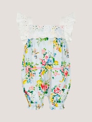 Monsoon Baby Broderie Floral Stripe Romper - Imagen 1 de 2