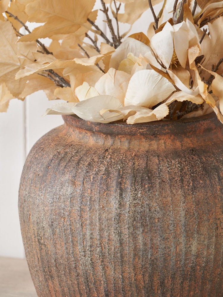 Pacific Brown Fibrestone Vertical Ribbed Decorative Vase - Image 2 of 6