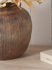Pacific Brown Fibrestone Vertical Ribbed Decorative Vase - Image 5 of 6