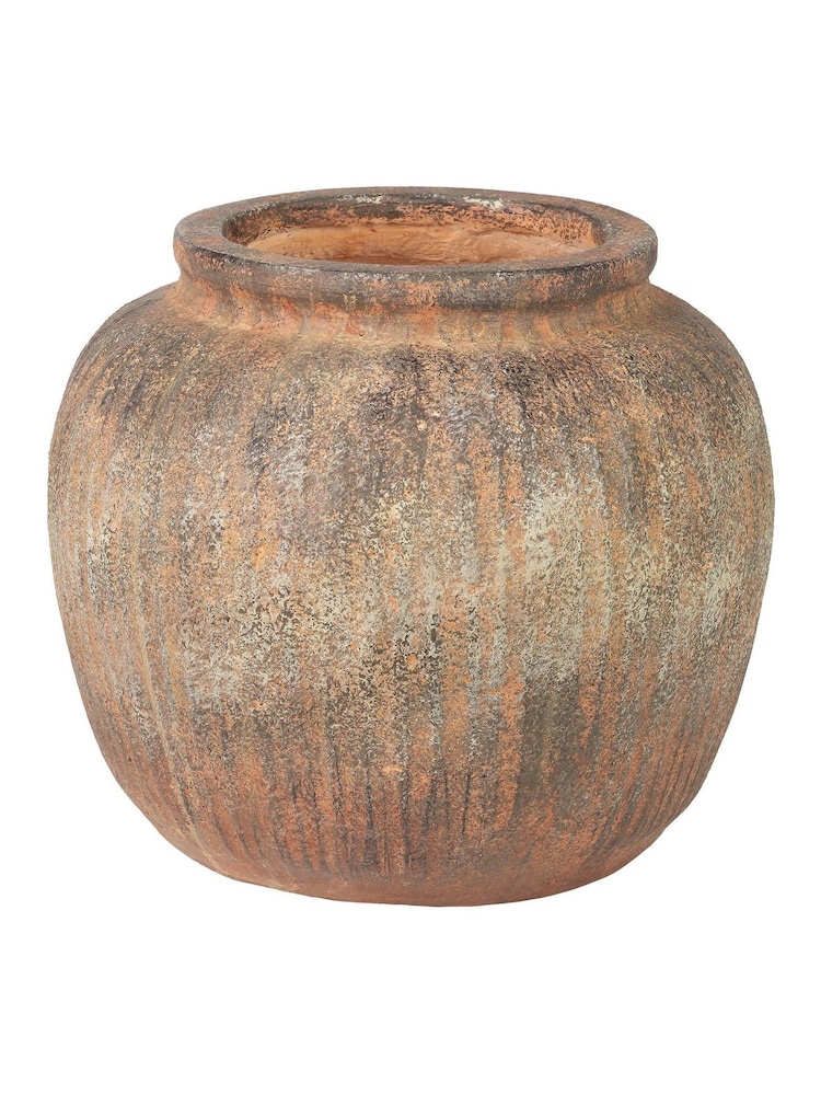 Pacific Brown Fibrestone Vertical Ribbed Decorative Vase - Image 6 of 6