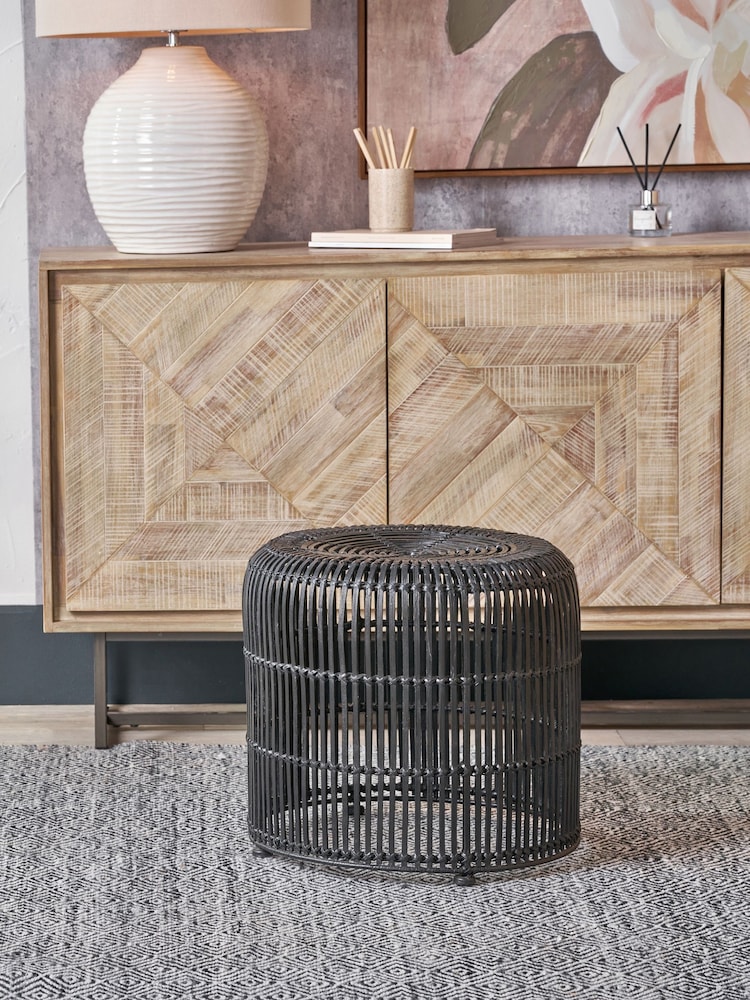 Pacific Black Rattan Core Stool - Image 1 of 6