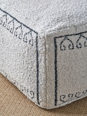Pacific White Greek Key Design Pouffe - Image 4 of 6