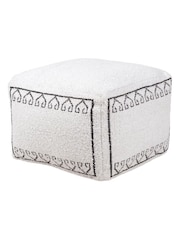 Pacific White Greek Key Design Pouffe - Image 6 of 6
