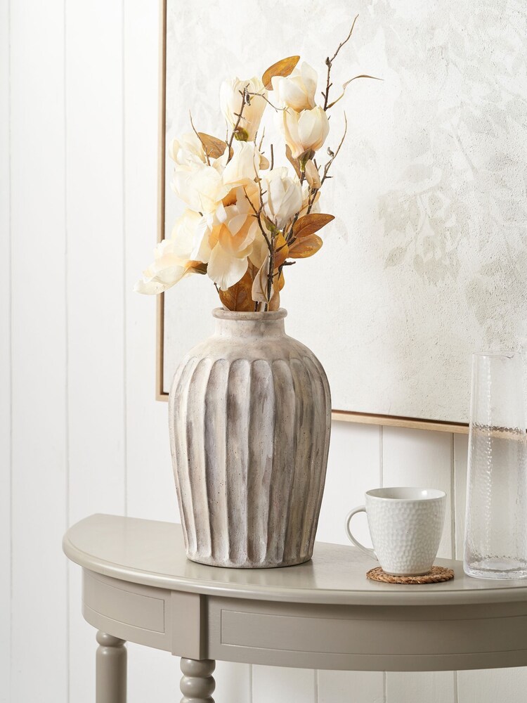 Pacific Natural Ambrosia Grooved Stoneware Vase - Image 1 of 6