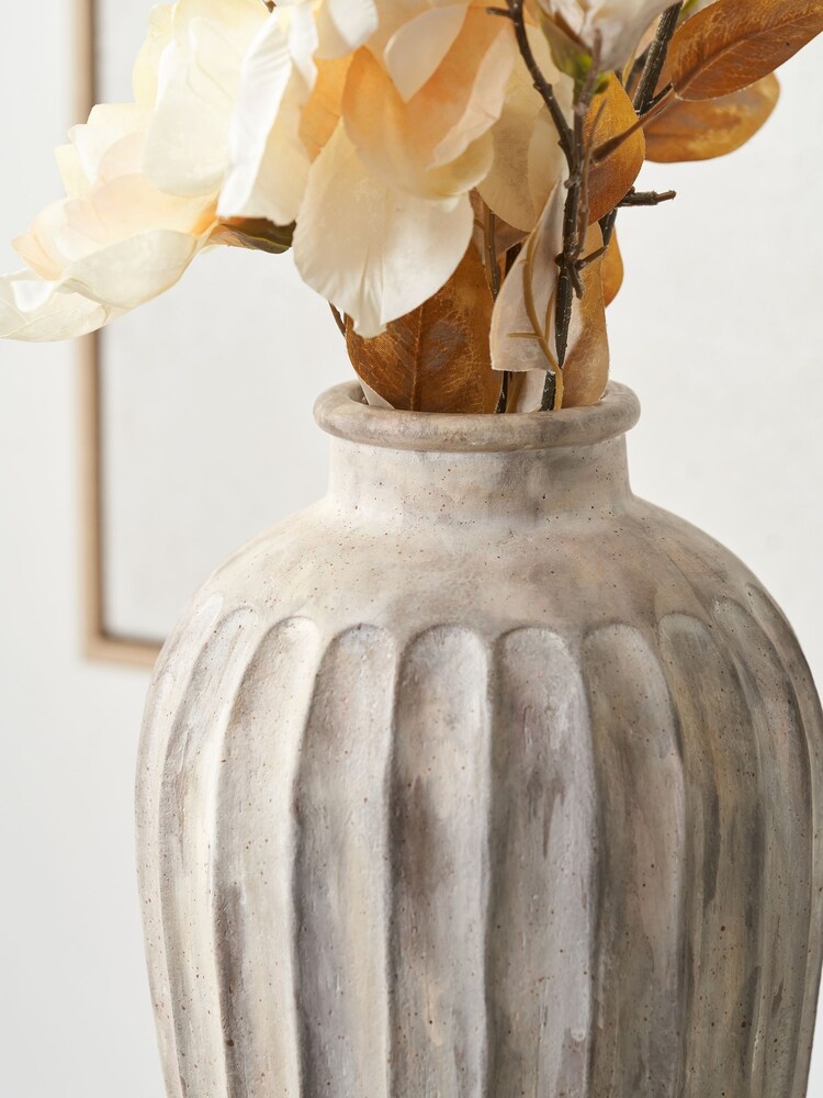 Pacific Natural Ambrosia Grooved Stoneware Vase - Image 2 of 6