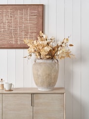 Pacific Natural Textured Fibrestone Decorative Vase with Handles - Image 1 of 6