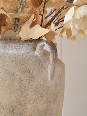 Pacific Natural Textured Fibrestone Decorative Vase with Handles - Image 2 of 6