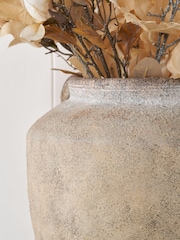 Pacific Natural Textured Fibrestone Decorative Vase with Handles - Image 3 of 6