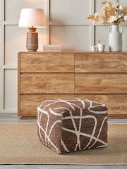 Pacific Chocolate Abstract Swirl Design Pouffe - Image 1 of 6