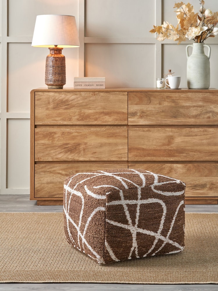 Pacific Chocolate Abstract Swirl Design Pouffe - Image 1 of 6