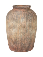 Pacific Brown Fibrestone Vertical Ribbed Decorative Vase - Image 6 of 6