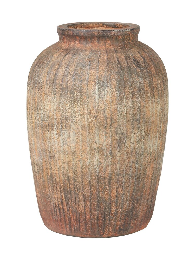 Pacific Brown Fibrestone Vertical Ribbed Decorative Vase - Image 6 of 6