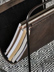 Pacific Peppercorn Eliseo Vintage Leather Magazine Rack - Image 2 of 6