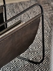 Pacific Peppercorn Eliseo Vintage Leather Magazine Rack - Image 3 of 6