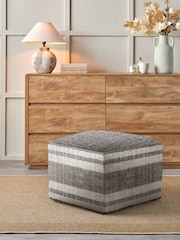 Pacific Steel Grey Stripe Design Pouffe - Image 1 of 6