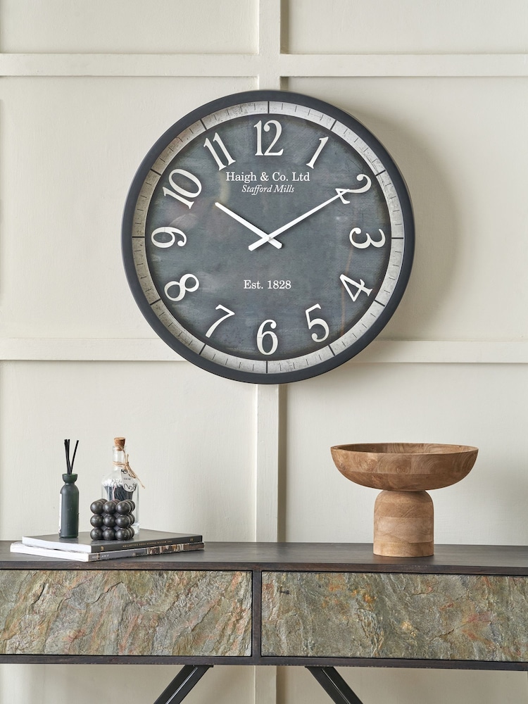 Pacific Black Wood Effect Round Wall Clock - Image 1 of 6