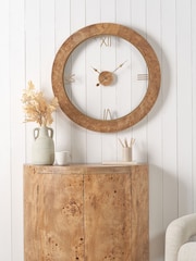 Pacific Natural Newborough Burr Wood Effect Round Wall Clock - Image 1 of 6